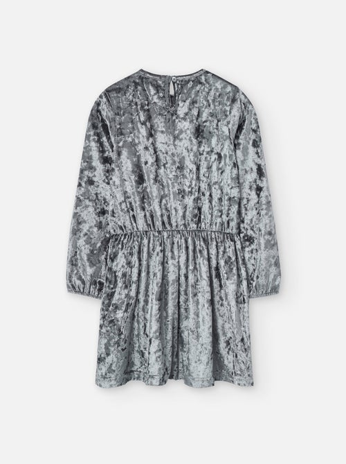 Robe à manches longues en velours avec nœud - Kiabi