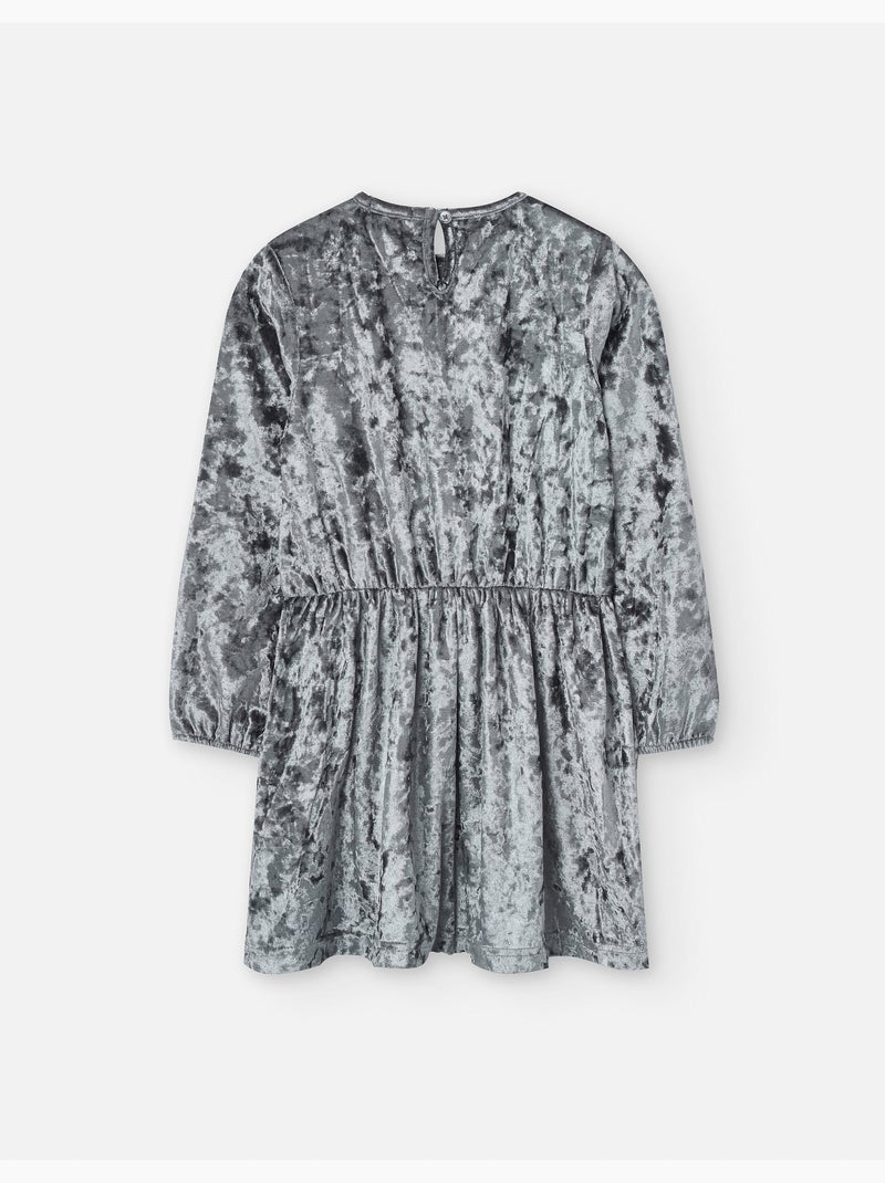 Robe à manches longues en velours avec nœud Gris - Kiabi