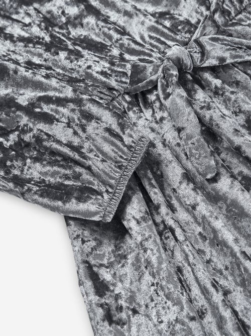 Robe à manches longues en velours avec nœud - Kiabi