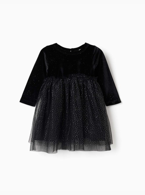 Robe à manches longues en velours et tulle avec lurex - Kiabi Robe à manches longues en velours et tulle avec lurex - Kiabi