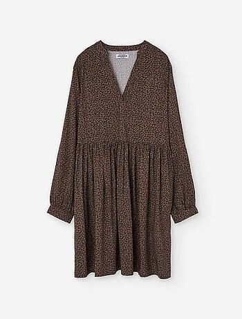 Robe à manches longues en voile à imprimé léopard