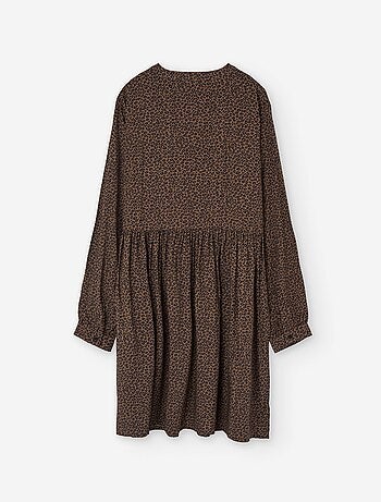 Robe à manches longues en voile à imprimé léopard