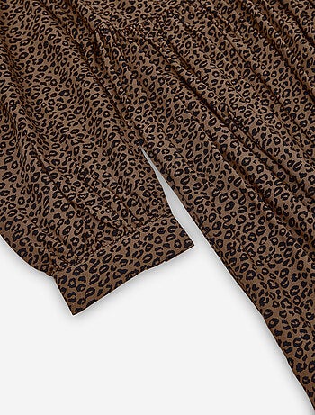 Robe à manches longues en voile à imprimé léopard