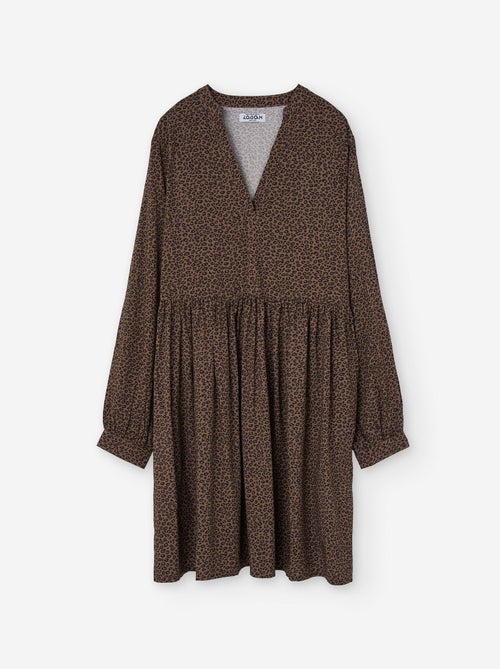 Robe à manches longues en voile à imprimé léopard - Kiabi