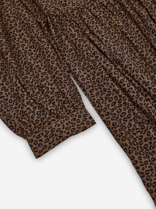 Robe à manches longues en voile à imprimé léopard - Kiabi
