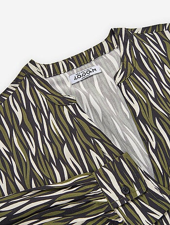 Robe à manches longues en voile à motif