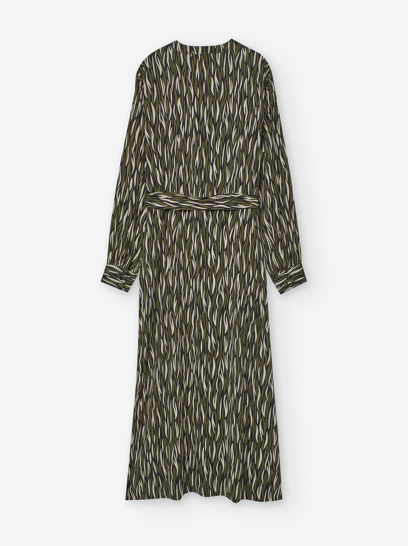 Robe à manches longues en voile à motif Vert foncé - Kiabi