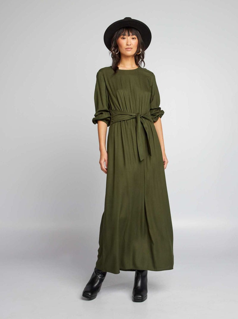 Robe à manches longues Kaki - Kiabi