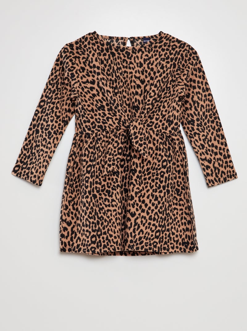 Robe à motif avec liens à nouer à la taille Marron - Kiabi