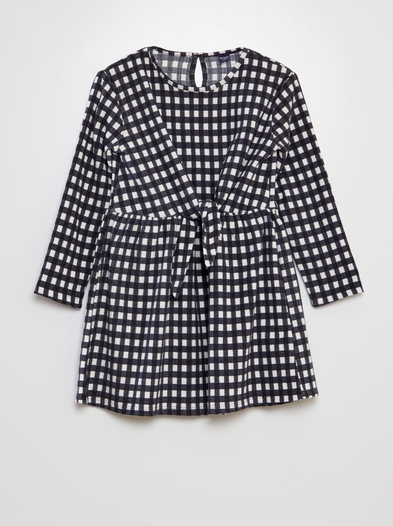 Robe à motif avec liens à nouer à la taille Noir - Kiabi