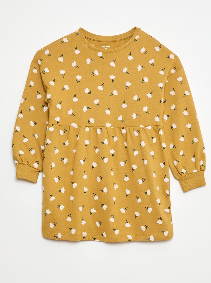 Robe à motif en molleton non-doublé Jaune - Kiabi