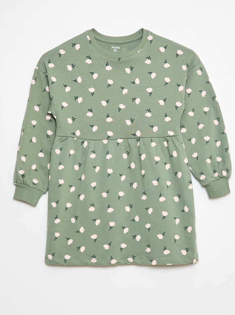 Robe à motif en molleton non-doublé Vert - Kiabi
