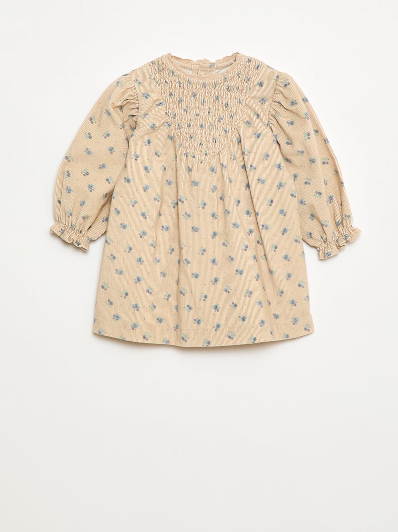 Robe à motif en velours Beige - Kiabi