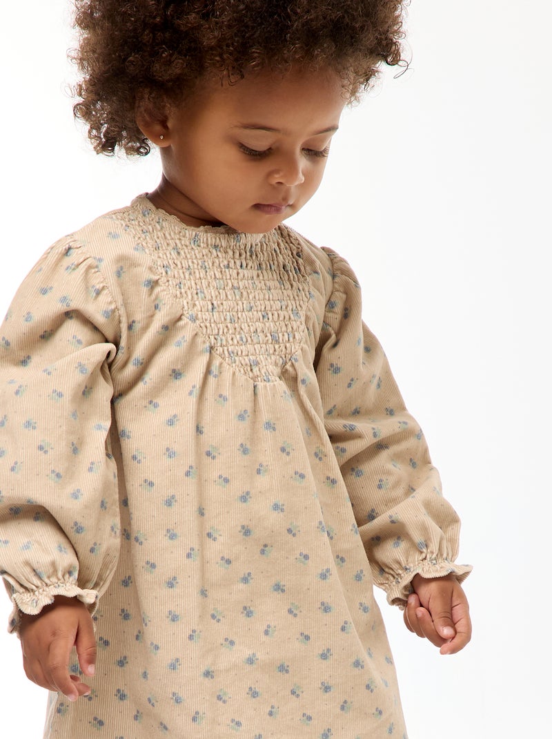 Robe à motif en velours Beige - Kiabi