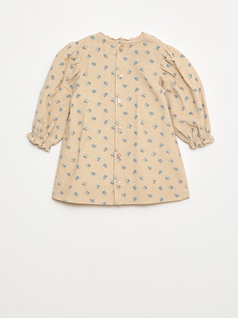 Robe à motif en velours Beige - Kiabi