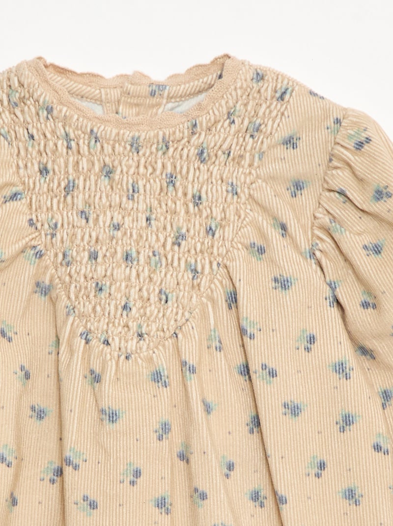 Robe à motif en velours Beige - Kiabi