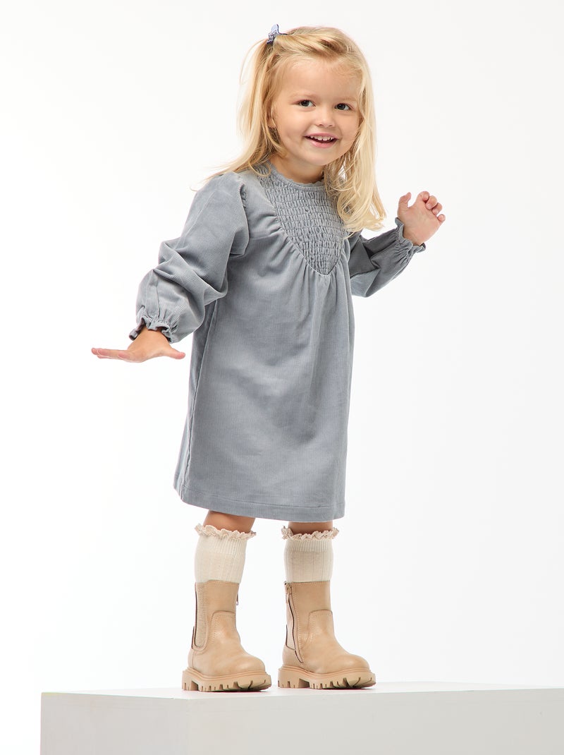 Robe à motif en velours Bleu - Kiabi