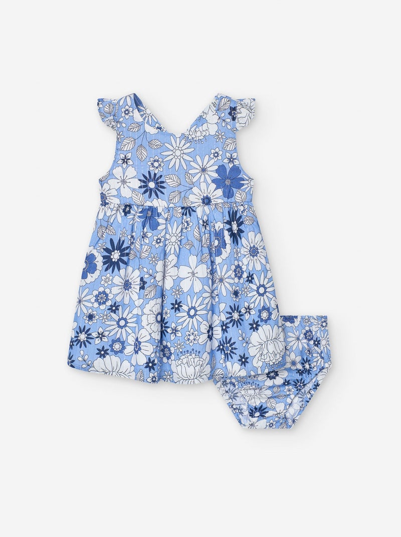 Robe à Motif Floral + Bloomer Blanc - Kiabi