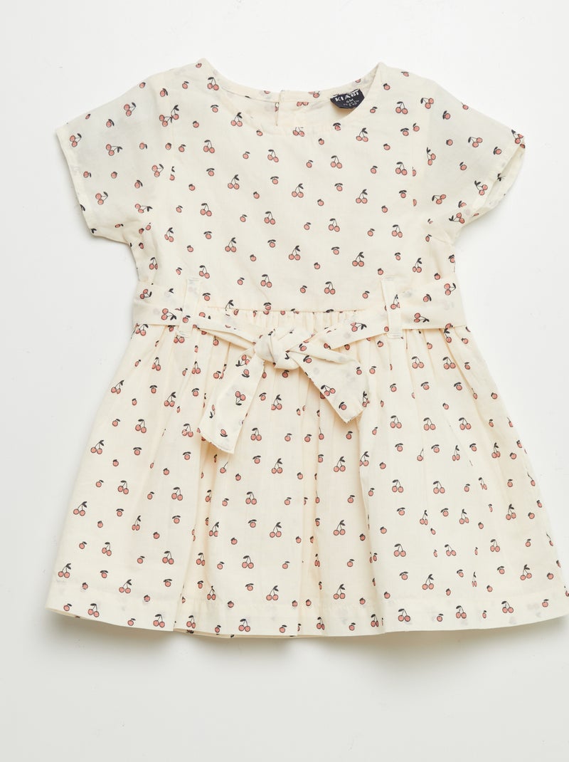 Robe à motifs avec ceinture à nouer Blanc - Kiabi