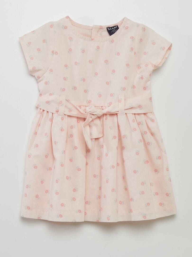 Robe à motifs avec ceinture à nouer Rose - Kiabi