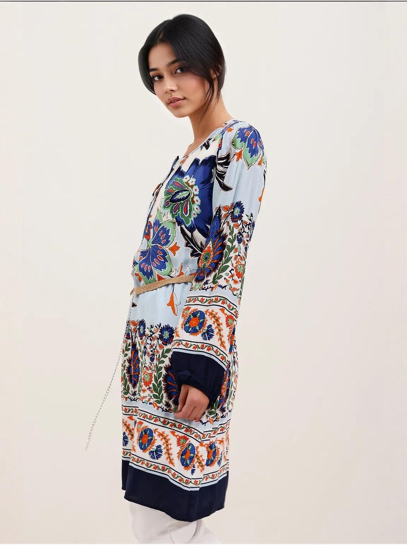 Robe à motifs avec ceinture bdart Bleu marine - Kiabi