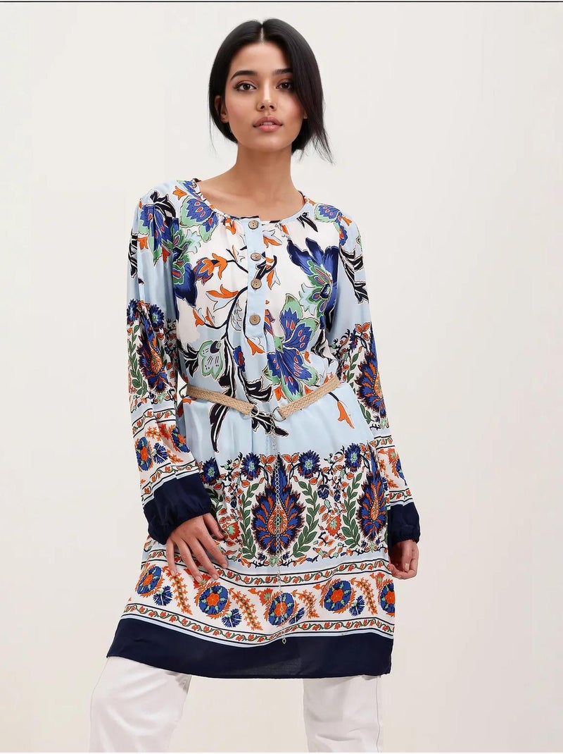 Robe à motifs avec ceinture bdart Bleu marine - Kiabi