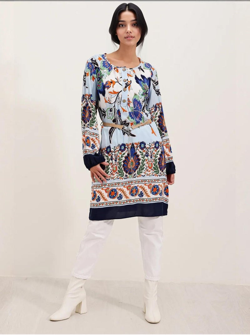 Robe à motifs avec ceinture bdart Bleu marine - Kiabi