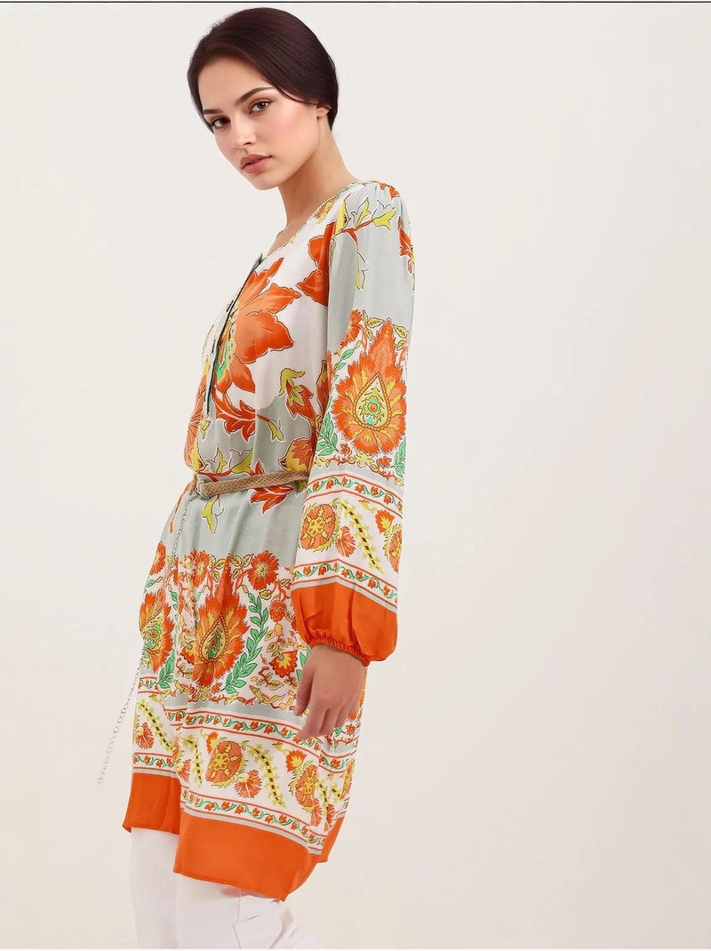 Robe à motifs avec ceinture bdart Orange mandarine - Kiabi