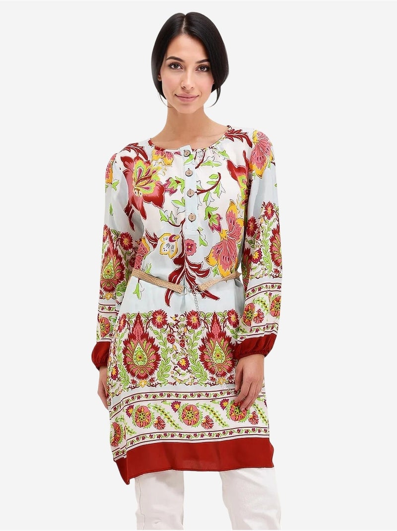 Robe à motifs avec ceinture bdart Rouge bordeaux - Kiabi