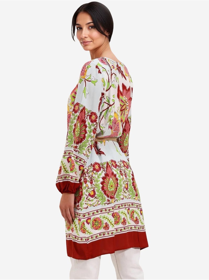 Robe à motifs avec ceinture bdart Rouge bordeaux - Kiabi