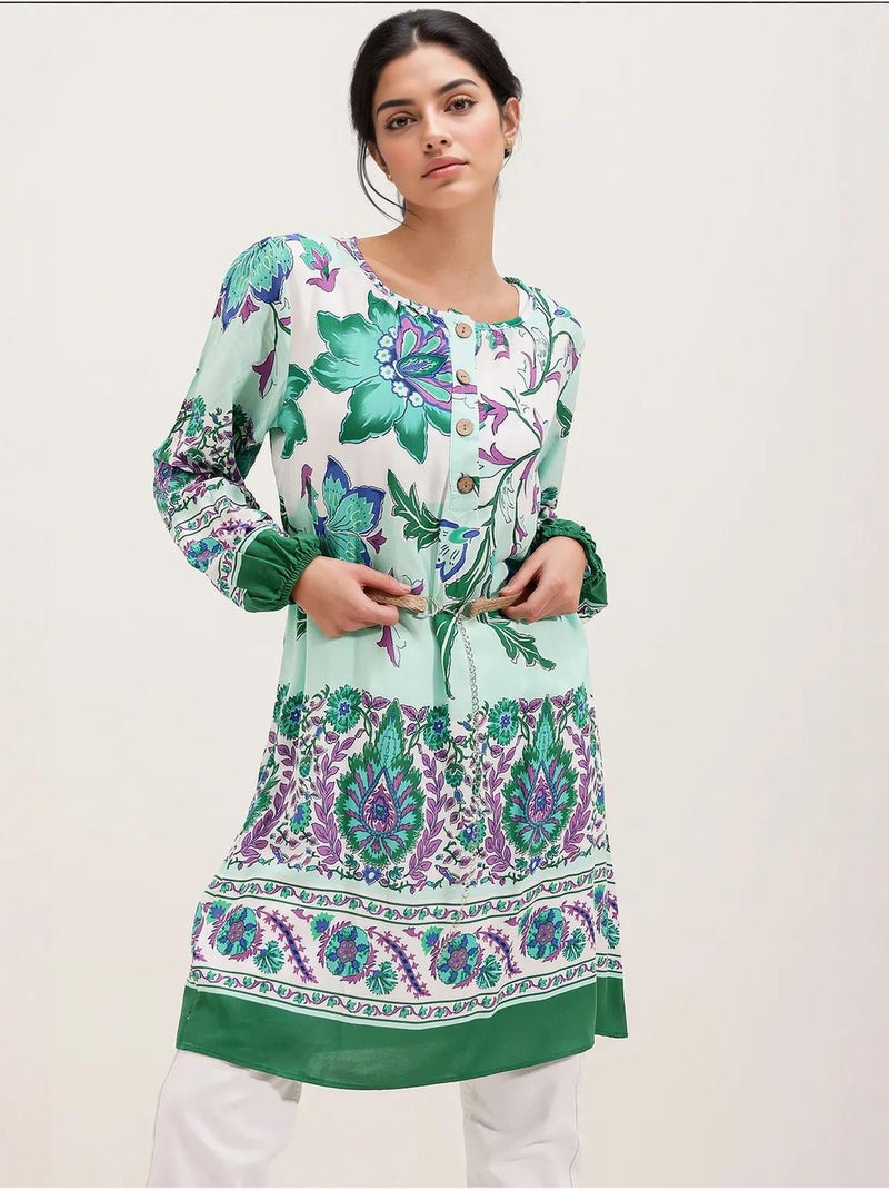 Robe à motifs avec ceinture bdart Vert - Kiabi