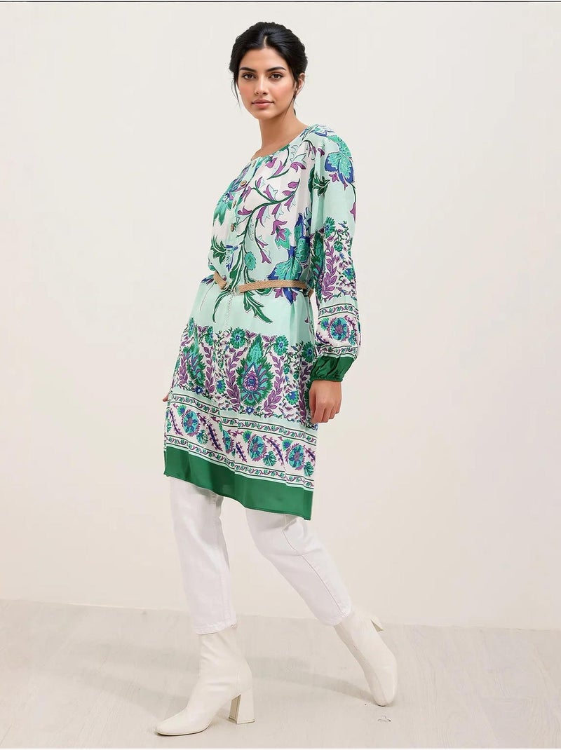 Robe à motifs avec ceinture bdart Vert - Kiabi