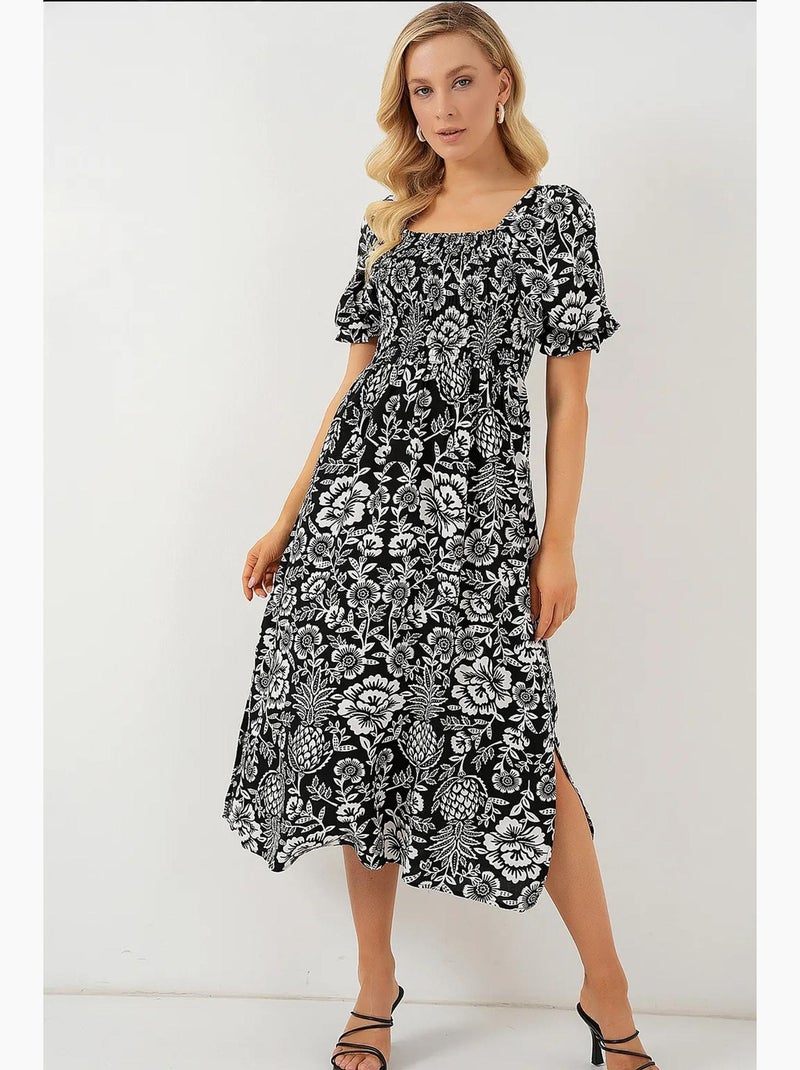 Robe à motifs avec fente bdart Noir - Kiabi