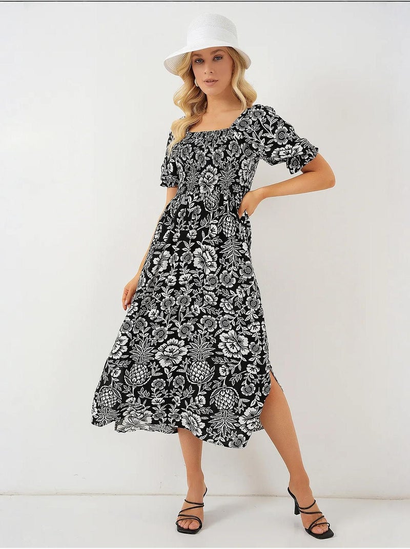 Robe à motifs avec fente bdart Noir - Kiabi