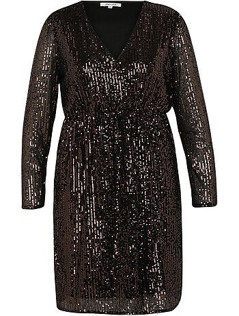 Robe à paillettes col cache-coeur PAPRIKA