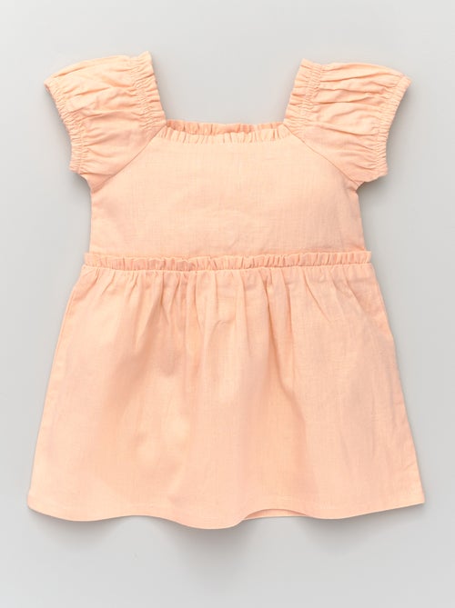 Robe à petits volants en lin et viscose - Kiabi