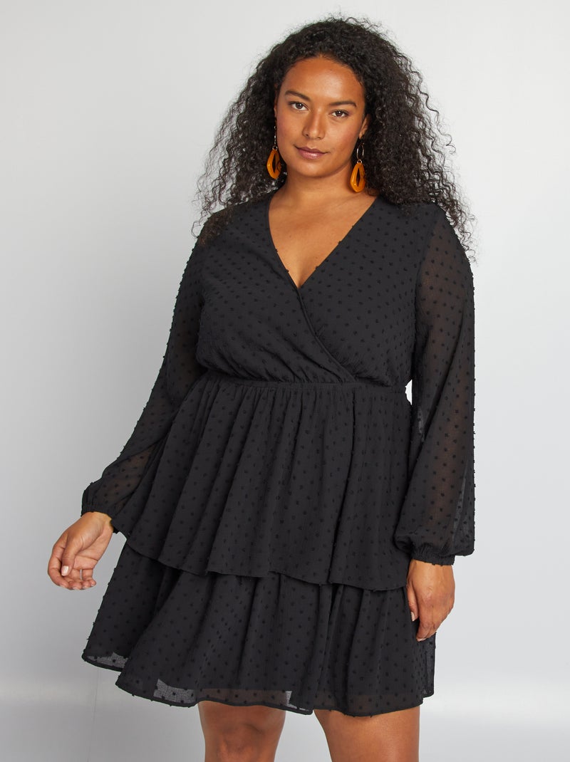 Robe à plumetis noir - Kiabi