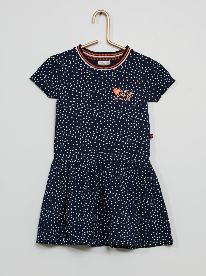 Robe à pois bleu marine - Kiabi