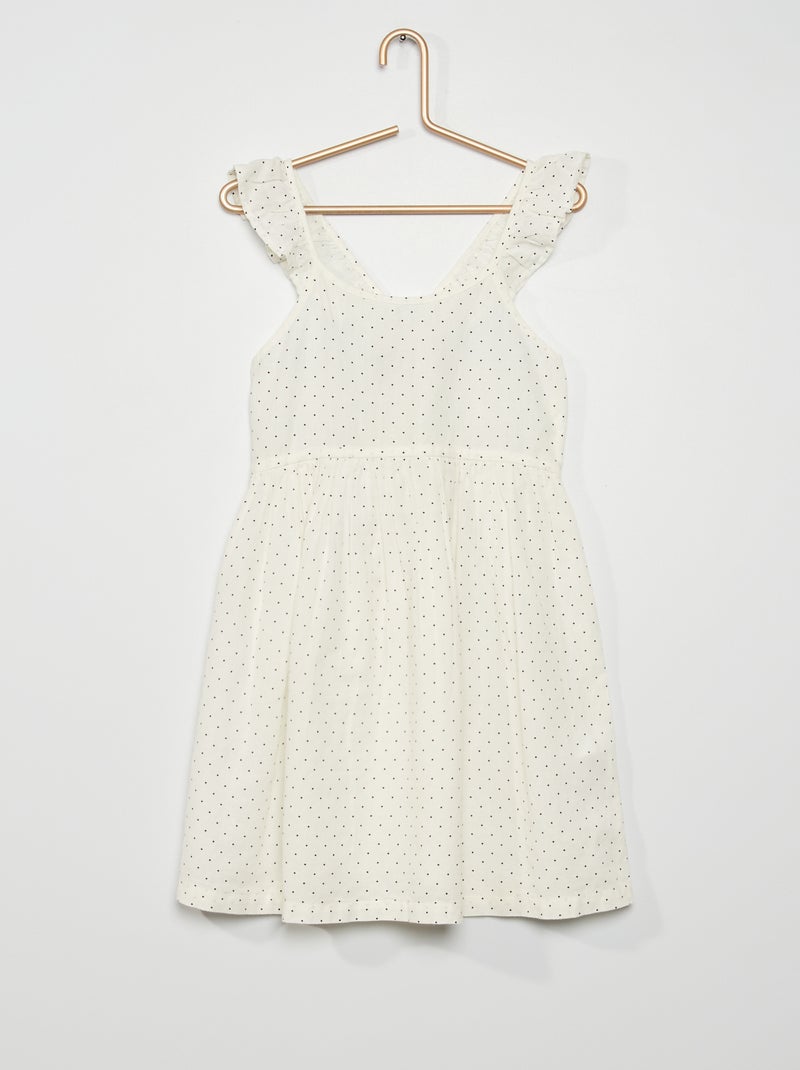 Robe à pois et bretelles volantées BLANC - Kiabi