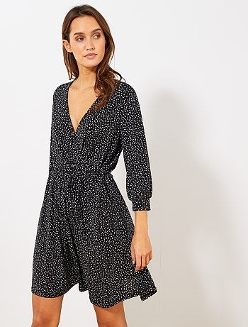 Robe à pois forme cache-coeur