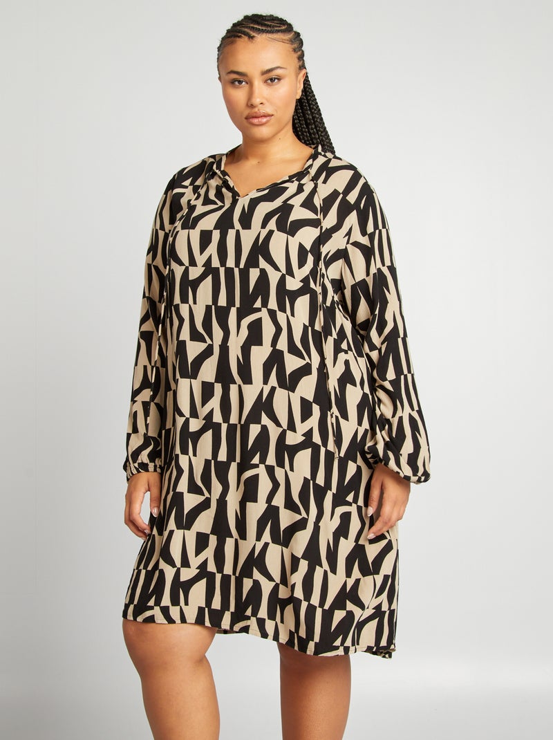 Robe à pois manches 3/4 'Only Carmakoma' Noir - Kiabi