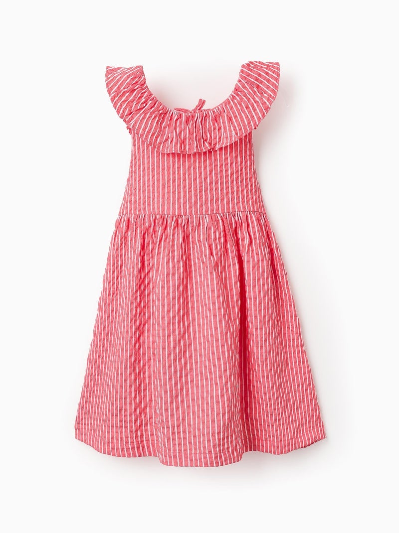 Robe à Rayures avec Texture et Volants Rouge - Kiabi