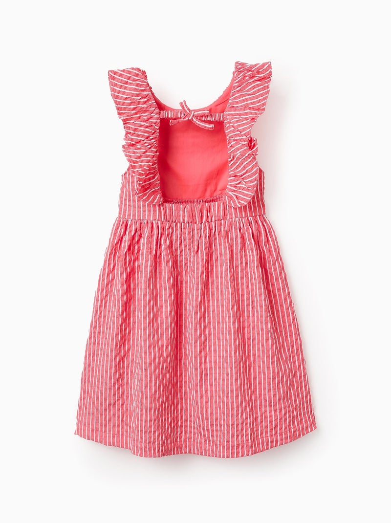 Robe à Rayures avec Texture et Volants Rouge - Kiabi