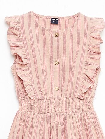 Robe à rayures en lin et coton