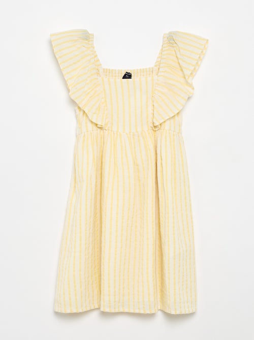 Robe à rayures jaunes et manches volantées - Kiabi Robe à rayures jaunes et manches volantées - Kiabi