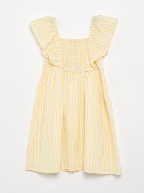 Robe à rayures jaunes et manches volantées - Kiabi Robe à rayures jaunes et manches volantées - Kiabi