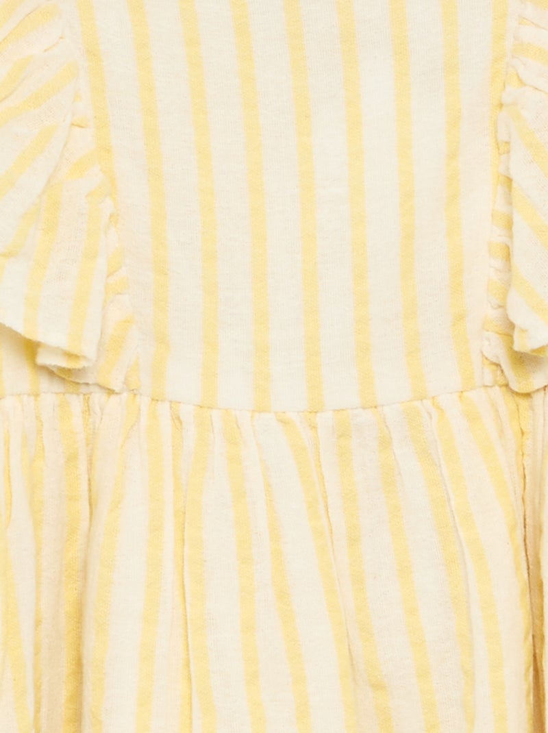 Robe à rayures jaunes et manches volantées Jaune - Kiabi