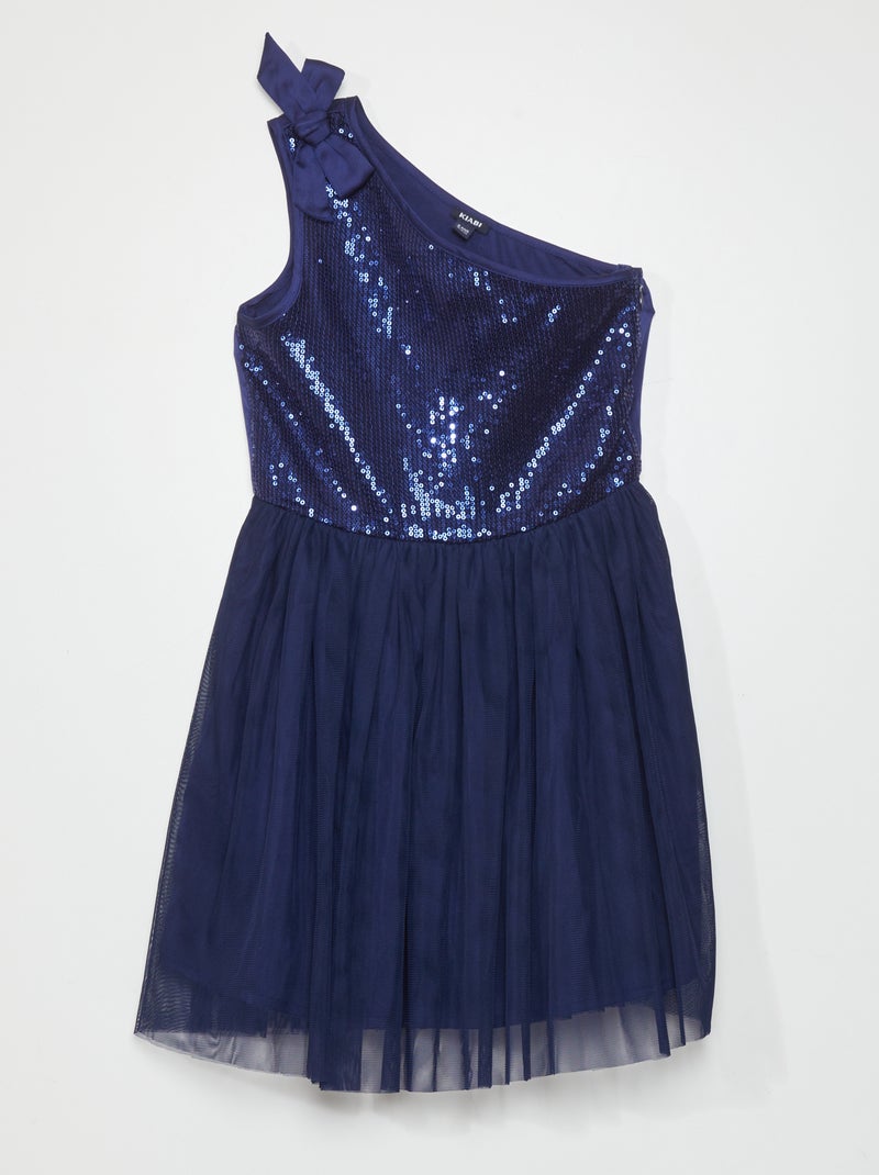 Robe à sequins à épaules dénudées Bleu - Kiabi