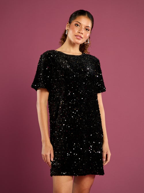 Robe à sequins avec dos noué - Kiabi