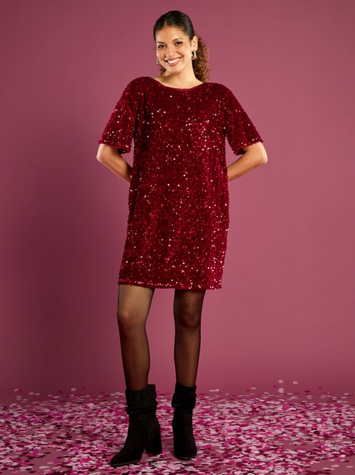 Robe à sequins avec dos noué - Kiabi